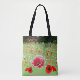 Poppes Feld mit Kruste. Tragetasche Tasche