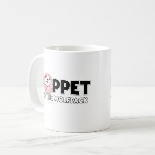 Poppet und das Wolfpack Logo Coffee Tasse (Vorderseite Links)