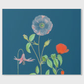 POPPIEN AUF DUNKELBLAUEM Wrapping Paper Geschenkpapier (Flach)