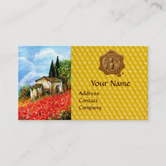 POPPIEN, BLUME-FELDER, HONEY BEE WAX SIEGEL, BEEKE VISITENKARTE (Vorderseite)