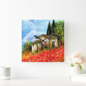 POPPIEN IN DER TUSKANIE QUADRATISCHE WANDUHR (Zuhause)