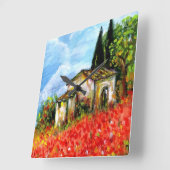 POPPIEN IN DER TUSKANIE QUADRATISCHE WANDUHR (Winkel)