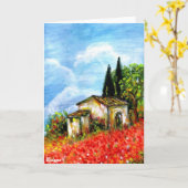 POPPIEN IN DER TUSKANISCHEN LANDSCHAFT Rote Blume  Karte (Gelbe Blume)
