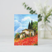 POPPIEN IN DER TUSKANISCHEN LANDSCHAFT Rote Blume Postkarte (Stehend Vorderseite)