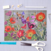 POPPIEN MIT SCHWARZEN STREIFEN-Zwirnpapier Seidenpapier (Handwerk)