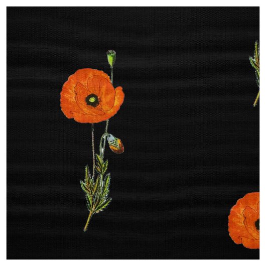 POPPIEN, ROTE SCHWARZE FLÜSSE STOFF (Muster)