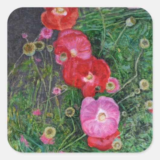 Poppies 2009 quadratischer aufkleber (Vorderseite)