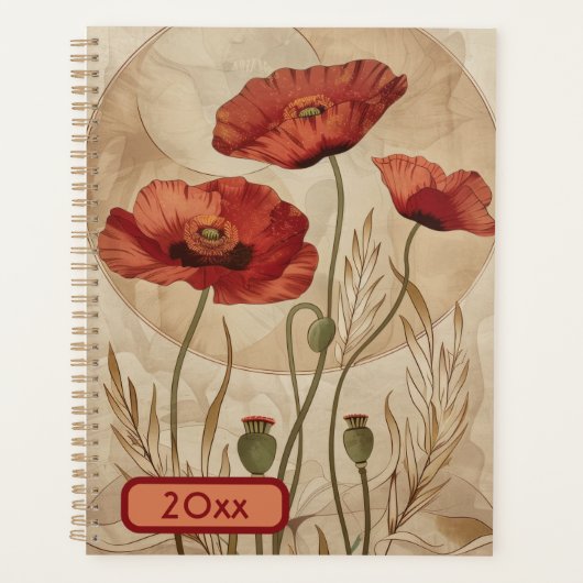 Poppies 20XX Klassischer Spiralplaner Digitale Kun Planer (Vorderseite)