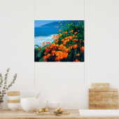 Poppies along the Pacific Coast near Big Sur Poster (Küche)