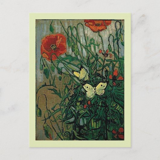 Poppies and Butterflies (F748) Van Gogh Fine Art Postkarte (Vorderseite)