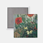 Poppies and Butterflies Van Gogh Fine Art Magnet (Vorderseite/Rückseite)