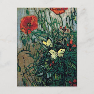 Poppies and Butterflies Van Gogh Fine Art Postkarte