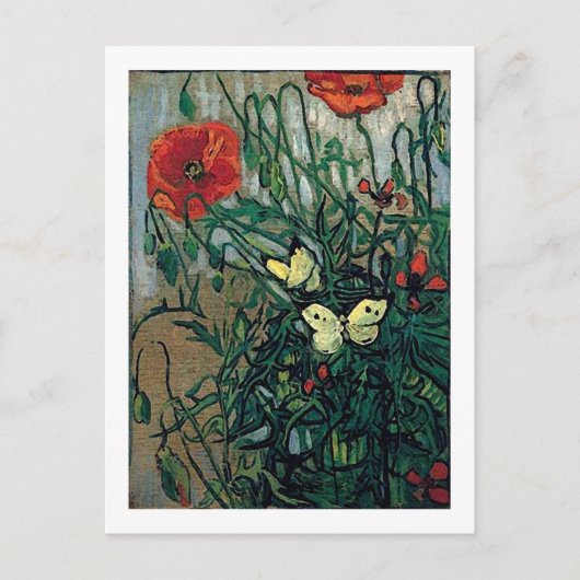 Poppies and Butterflies Van Gogh Fine Art Postkarte (Vorderseite)