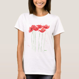 Poppies Aquarell Roter Blumenmohn T-Shirt