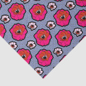 Poppies auf blauem Gewebe Seidenpapier (Ausschnitt)