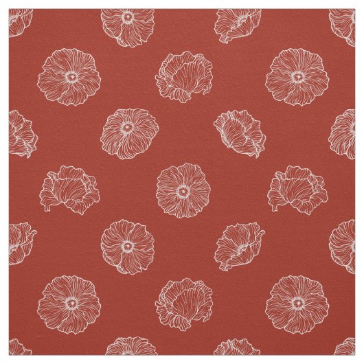 Poppies auf Red Fabric Stoff (Muster)