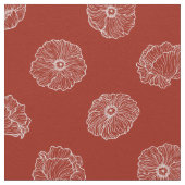 Poppies auf Red Fabric Stoff (Nahaufnahme)