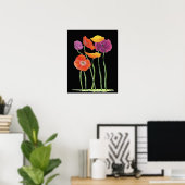 Poppies auf Schwarzweißdruck Poster (Heimbüro)