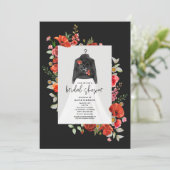 Poppies Black Leather Jacket Brautparty Einladung (Stehend Vorderseite)