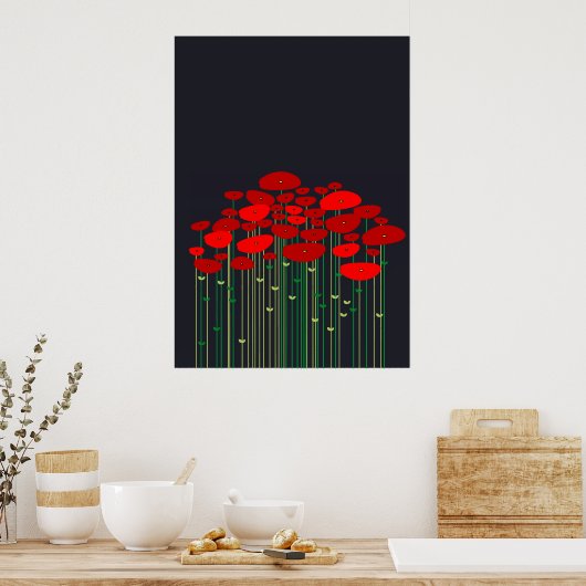 Poppies Black Poster (Küche)