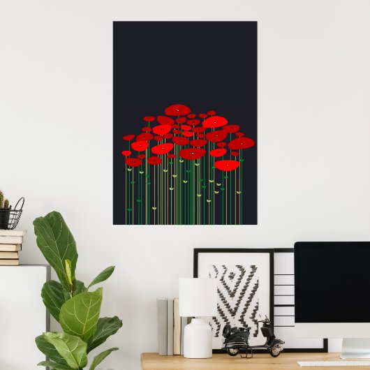 Poppies Black Poster (Heimbüro)