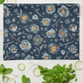 Poppies Blue Gray Floral Pattern Geschirrtuch (Gefaltet)