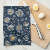Poppies Blue Gray Floral Pattern Geschirrtuch (Viertel Falte)