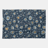 Poppies Blue Gray Floral Pattern Geschirrtuch (Horizontal)
