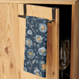 Poppies Blue Gray Floral Pattern Geschirrtuch