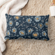 Poppies Blue Gray Floral Pattern