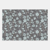 Poppies Blue Gray Gray Floral Pattern Geschenkpapier Set (Vorderseite)