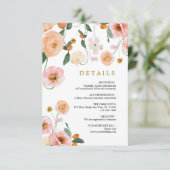 Poppies-Blume Hochzeitdetails Begleitkarte (Stehend Vorderseite)