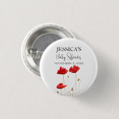 Poppies Blume Poppy Baby Dusche Wildblume Mädchen Button (Vorne & Hinten)
