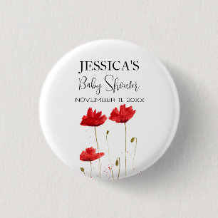 Poppies Blume Poppy Baby Dusche Wildblume Mädchen Button