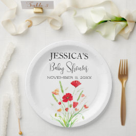 Poppies Blume Poppy Baby Dusche Wildblume Mädchen Pappteller