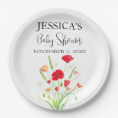 Poppies Blume Poppy Baby Dusche Wildblume Mädchen Pappteller (Vorderseite)