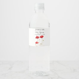 Poppies Blume Poppy Baby Dusche Wildblume Mädchen Wasserflaschenetikett