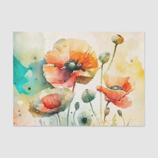 POPPIES Blumendecoupage Seidenpapier (Vorderseite)