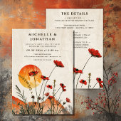 Poppies Boho Wildblumen Sunset All in One Wedding Einladung
