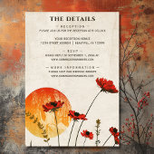 Poppies Boho Wildblumen Sunset All in One Wedding Einladung
