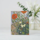 Poppies Butterflies Vincent van Gogh Postkarte (Stehend Vorderseite)