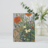 Poppies Butterflies Vincent van Gogh Postkarte (Stehend Vorderseite)