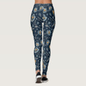 Poppies Charming Blue Gray Yellow Poppy Floral Leggings (Rückseite)