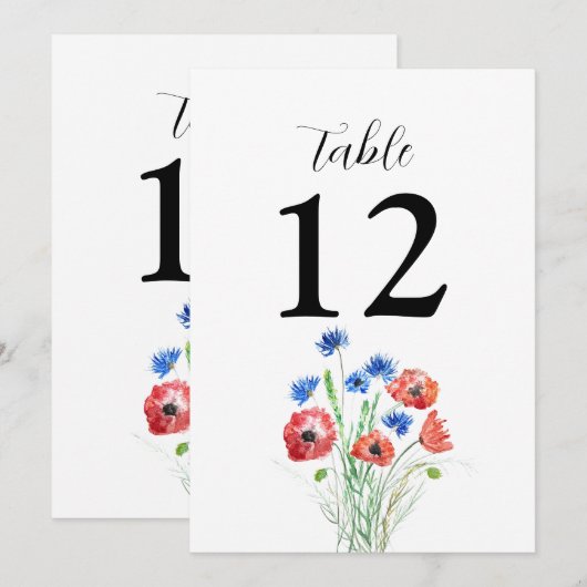 Poppies Cornblumen Blumen Rustikale Hochzeit Einladung (Vorne/Hinten)