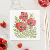 Poppies-Design auf Papierservietten (Beispiel)