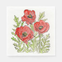 Poppies-Design auf Papierservietten