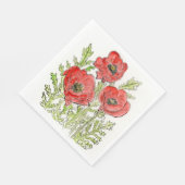 Poppies-Design auf Papierservietten (Ecke)