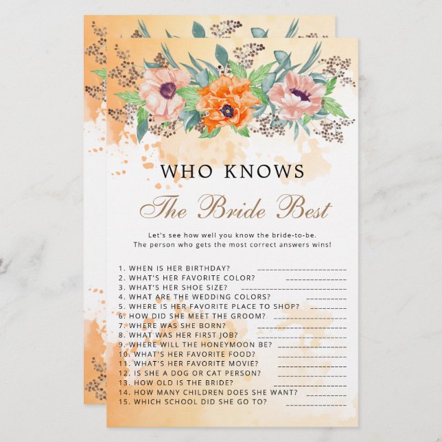 Poppies, die das beste Spiel der Braut kennen (Vorne/Hinten)