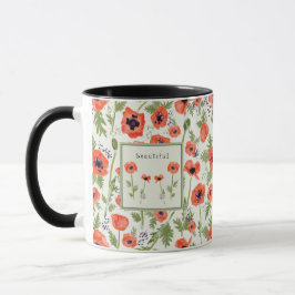 Poppies Elegante Wasserfarben Blume Name Tasse
