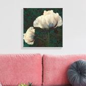 Poppies en Verdigris Creme Mohn Blume grün Leinwanddruck (Insitu (Wohnzimmer))